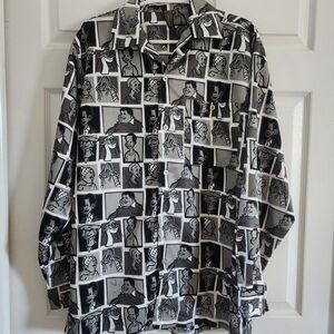 Vintage FUBU Platinum Fat Albert and Gang All Over Print Men's Shirt Button Up M